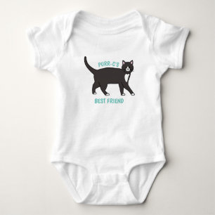 Black and White Tuxedo Cat Best Friend Baby Bodysuit