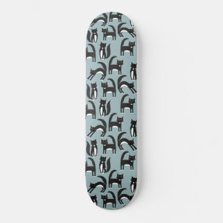 Black and White Tuxedo Cat Fun Pattern Skateboard