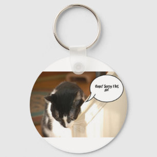 black and white tuxedo Cat Key Ring