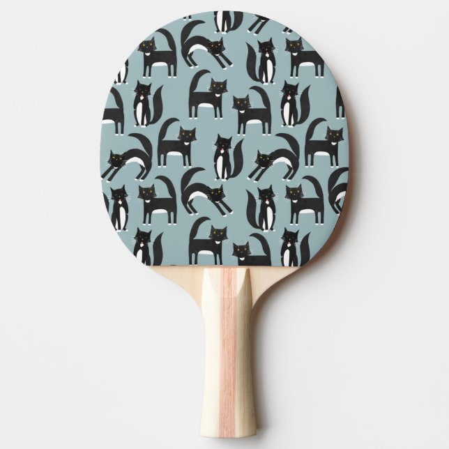 Black and White Tuxedo Cat Pattern Ping Pong Paddle (Front)