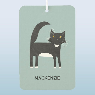 Black and White Tuxedo Cat Personalised Car Air Freshener