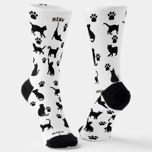 Black and White Tuxedo Cat Socks Pattern Gift