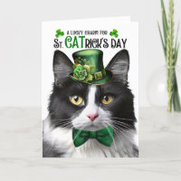 Black and White Tuxedo Cat St CATrick's Day