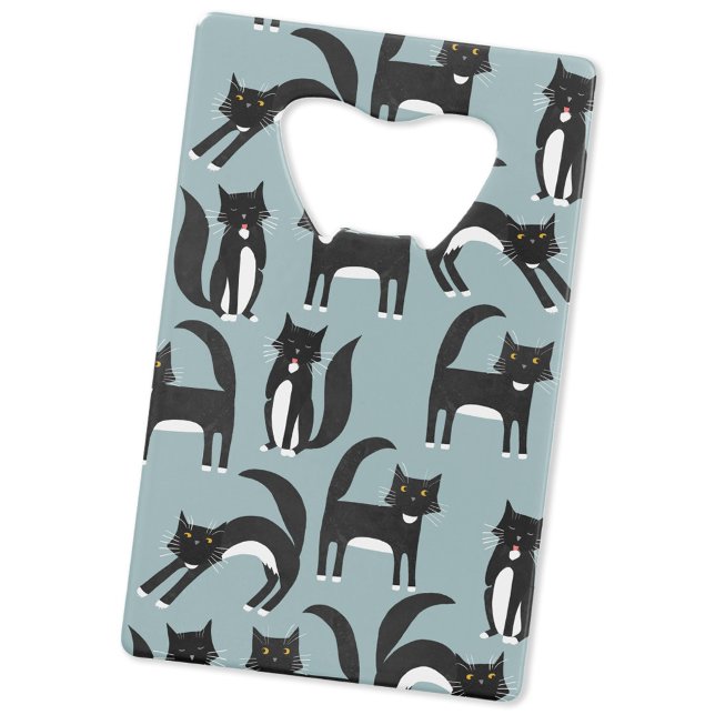 Black and White Tuxedo Cats (Black and white tuxedo cat credit card style bottle opener)
