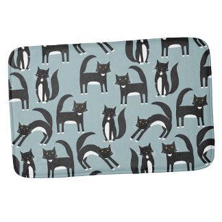 Black and White Tuxedo Cats Bath Mat