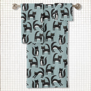 Black and White Tuxedo Cats Bath Towel Set