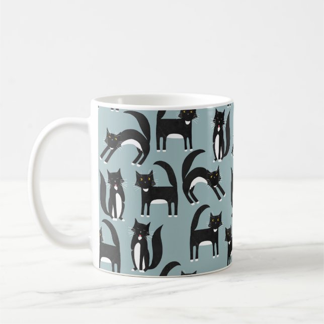 Black and White Tuxedo Cats Coffee Mug (Left)