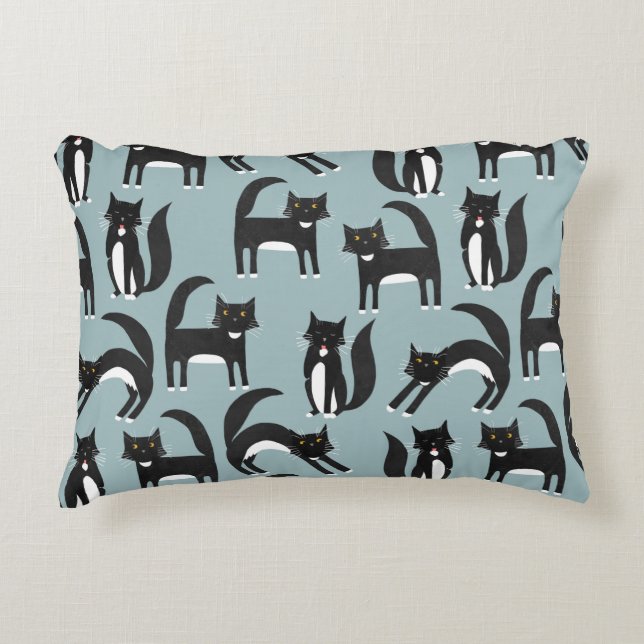 Black and White Tuxedo Cats Decorative Cushion (Front)