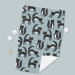 Black and White Tuxedo Cats Golf Towel<br><div class="desc">Cute black and white tuxedo cats going about their business. An adorable pattern on a mid blue background.</div>