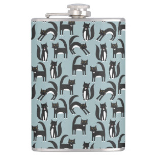 Black and White Tuxedo Cats Hip Flask