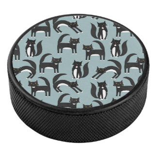 Black and White Tuxedo Cats Hockey Puck
