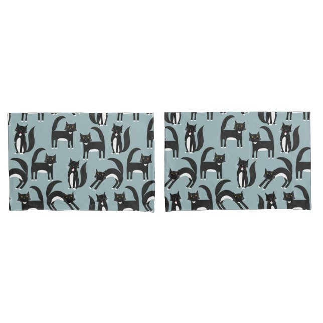 Black and White Tuxedo Cats Pillowcase (Front-Set)