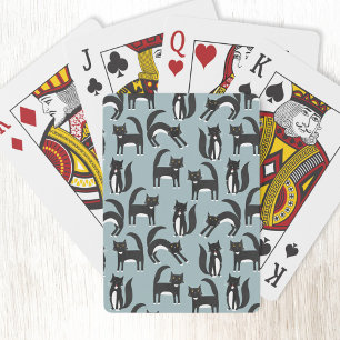 Black and White Tuxedo Cats Playing Cards