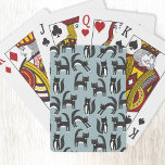 Black and White Tuxedo Cats Playing Cards<br><div class="desc">Cute black and white tuxedo cats going about their business. An adorable pattern on a mid blue background.</div>