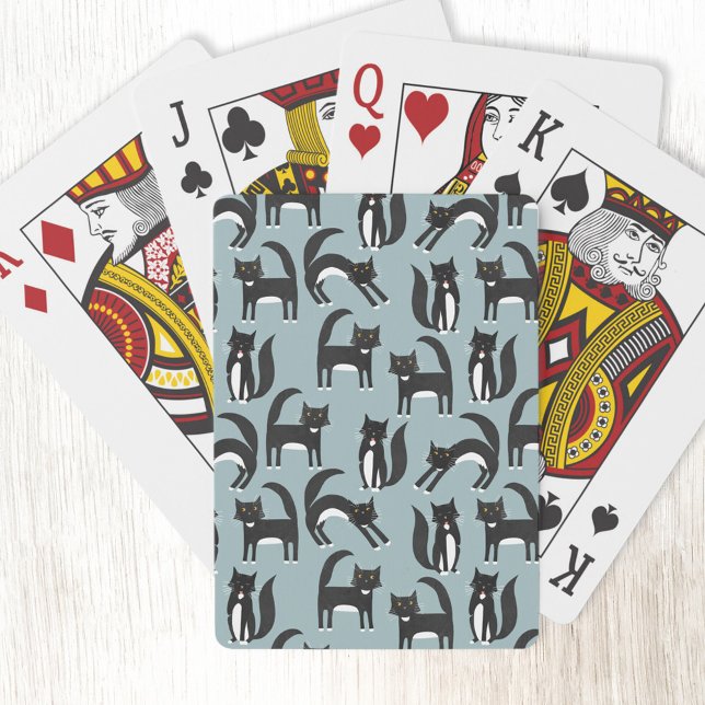 Black and White Tuxedo Cats Playing Cards (Black and white tuxedo cat pattern playing cards)