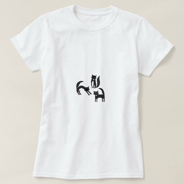 Black and White Tuxedo Cats T-Shirt (Design Front)