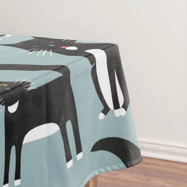 Black and White Tuxedo Cats Tablecloth (In Situ)
