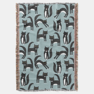 Black and White Tuxedo Cats Throw Blanket
