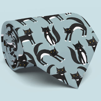 Black and White Tuxedo Cats Tie