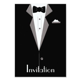 Black and White Tuxedo Suit Art Invitation Card