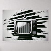 black and white TV poster