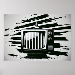 black and white TV poster