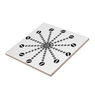 Black And White Twelve Part Clock Dial Dot Art Tile