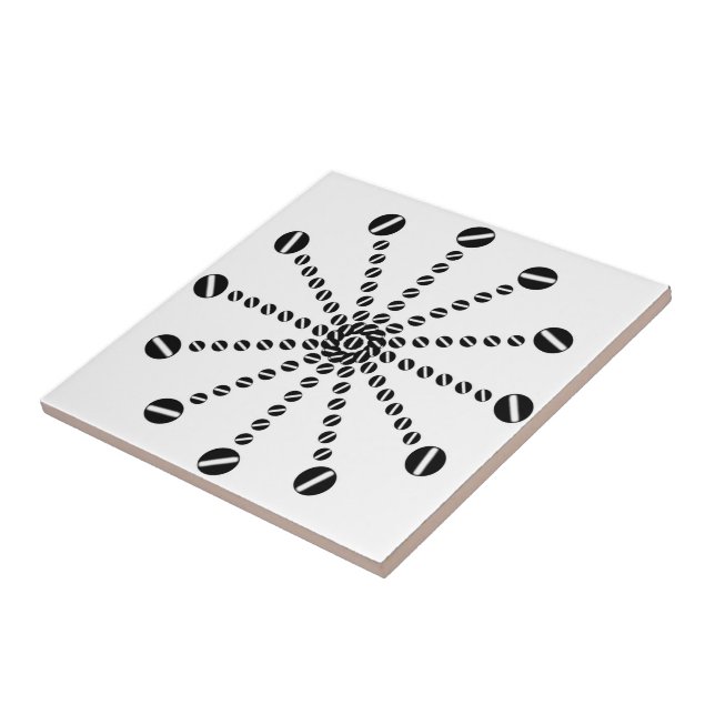 Black And White Twelve Part Clock Dial Dot Art     Tile (Side)