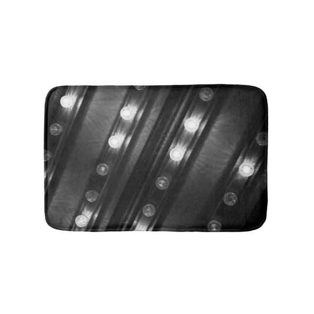 Black and White Twinkle Lights Bath Mat (Front)