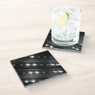 Black and White Twinkle Lights Glass Coaster
