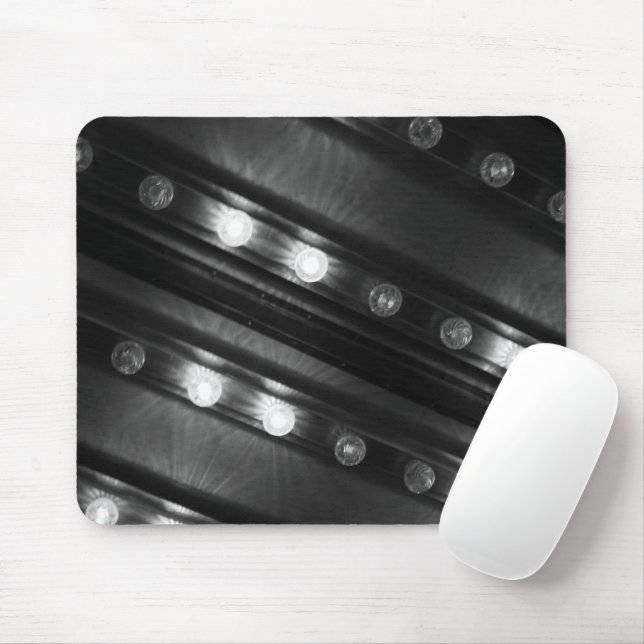 Black and White Twinkle Lights Mouse Mat (With Mouse)