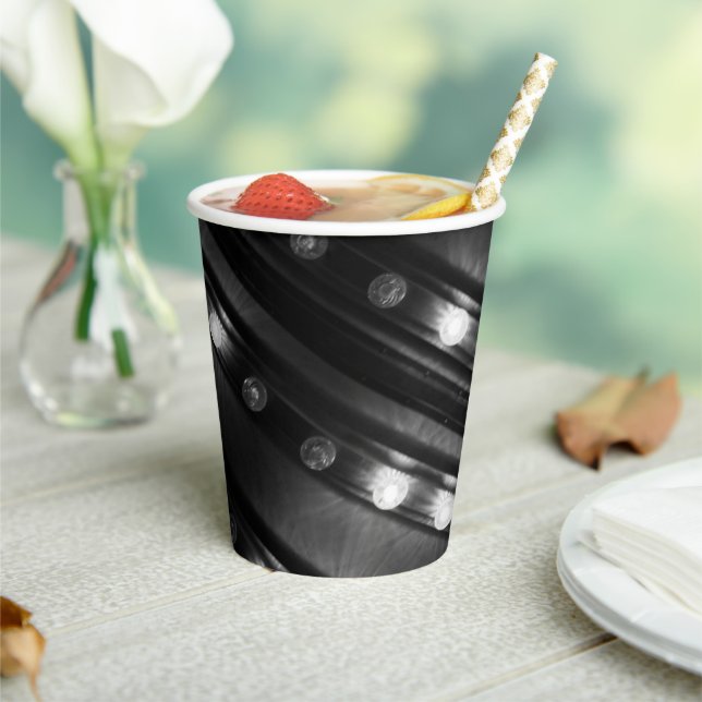 Black and White Twinkle Lights Paper Cups (Insitu)