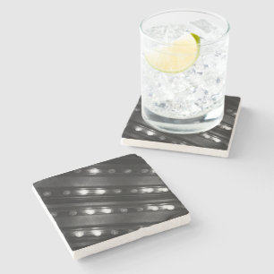 Black and White Twinkle Lights Stone Coaster