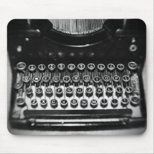 Black and White Typewriter Mouse Mat