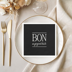 Black And White Typography BON APPETIT Napkin