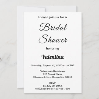 Black and White Typography Bridal Shower Invitation