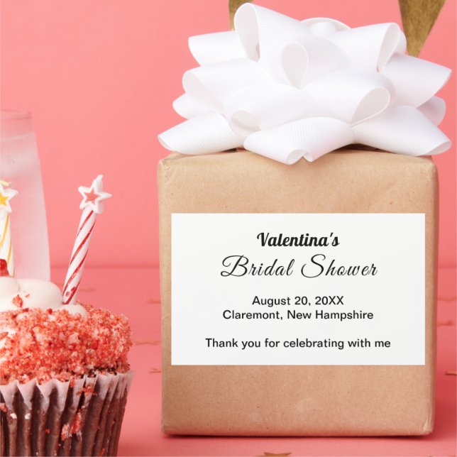 Black and White Typography Bridal Shower Rectangular Sticker (Party)