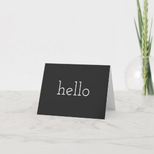 Black and White Typography Design Word Hello Note Card