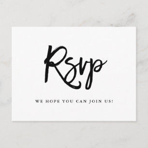 Black and White Typography   Meal Choice RSVP Invitation Postcard
