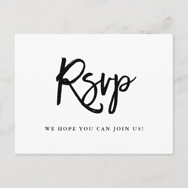 Black and White Typography | Meal Choice RSVP Invitation Postcard (Front)