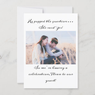 Black And White Typography Photo Engagement Party Invitation