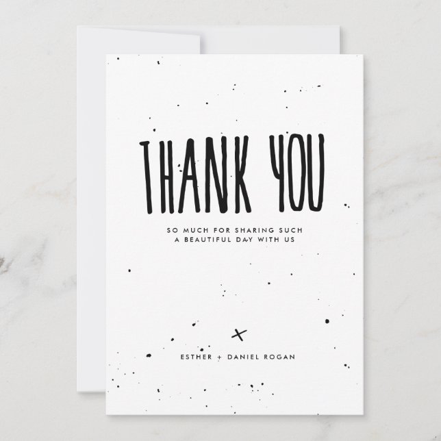 Black and White Typography Splatter Thank You (Front)