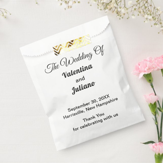 Black and White Typography Wedding Favor Bags (Sealed)