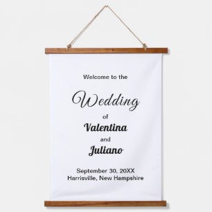Black and White Typography Wedding Hanging Tapestry