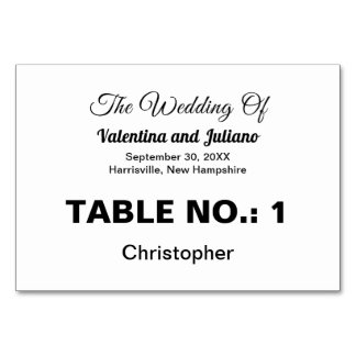 Black and White Typography Wedding Table Number
