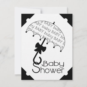 Black and White Umbrella Baby Shower Invitation