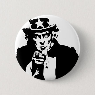 Black and White Uncle Sam Icon 6 Cm Round Badge