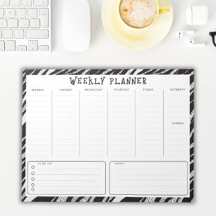 Black and White Undated Weekly Vertical Planner Notepad