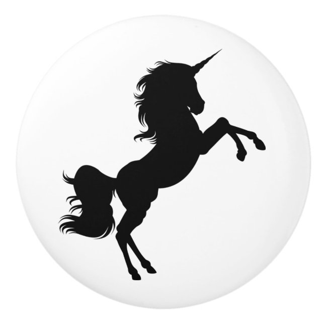 Black and White Unicorn Fairytale Knob (Front)
