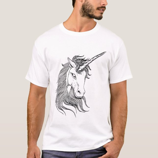 Black and White Unicorn T-Shirt (Front)